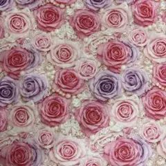 100cm*110cm（幅）ピンク薄紫色薔薇20番シーチングプリント生地布地