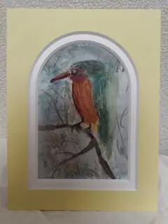 ⑨水彩画 鳥 アート カワセミ ハガキサイズ