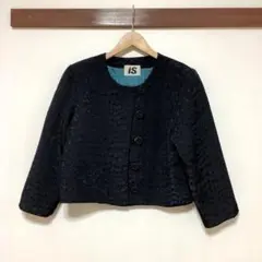 i.s. イッセイミヤケ ノーカラージャケット ブラック ビンテージ