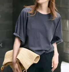 FRAMeWORK ブラック 半袖 ニュアンスTシャツ24SS フレームワーク
