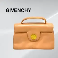 ジバンシィ ゴールド サークルロゴ デザインフラップ レザー ハンドバッグ