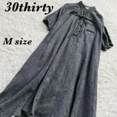 30thirty 1パーセント　ワンピース　リネン混　チャコールグレー　 M