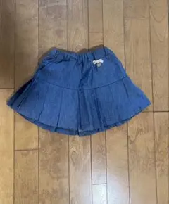 プティマイン　デニムプリーツスカッツ　90