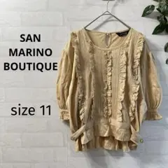 【SAN MARINO BOUTIQUE】フリルピンタック 七分袖ブラウス
