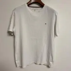 TOMMY HILFIGER ホワイト Vネック Tシャツ ロゴ刺繍