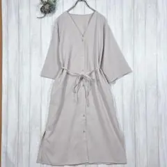 ☆フェリシモ (M) 半袖 ロングワンピース カットソー 七分袖 ベージュ
