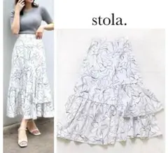 美品 stola. ストラ 線画プリント 変形 ティアードスカート 泉里香着用
