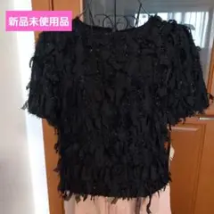 フリンジ♡ 黒 ♡半袖ブラウス♡新品未使用