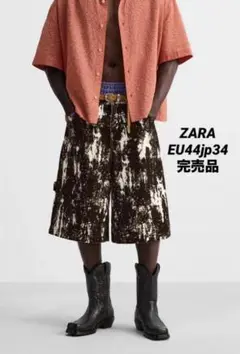 Zara アニマルプリント デニムバミューダパンツ EU44JP34 完売品