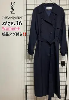 希少デットストック イヴサンローラン トレンチコート ネイビー ビッグシルエット