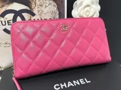 現行モデル CHANEL マトラッセ キャビアスキン ラウンドファスナー 長財布