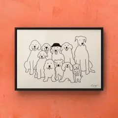 ★A4フレーム付き★オリジナル アートポスター BROTHERS 犬 インテリア
