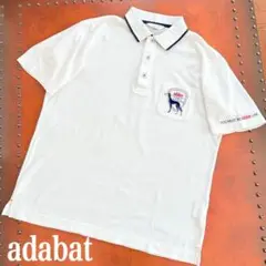 adabat アダバット ホワイト ネイビー ロゴ 半袖 ポロシャツ 48 L