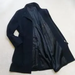 【高級】アンゴラ混 ジップアップコート ビジネス ブラック 黒 Mサイズ