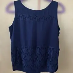 タンクトップ　レース　ネイビー