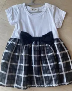 【FORTYONE 】ワンピース　サイズ90 オーガンジーチェック　ストライプ