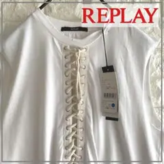 【未使用】REPLAY リプレイ ホワイト ノースリーブ トップス　4062