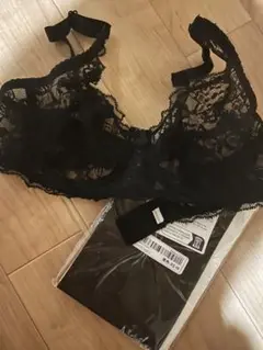 新品　黒パンスト　総レースブラジャー