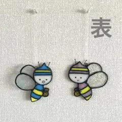 【ハンドメイド】ステンドグラスアート みつばち　2個セット