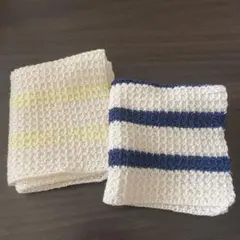 ストライプデザインレースタオルハンカチ2枚セット