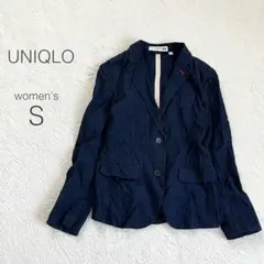 【ユニクロ】サマージャケット 長袖 オープンカラー 麻綿混 オフィカジ 美品