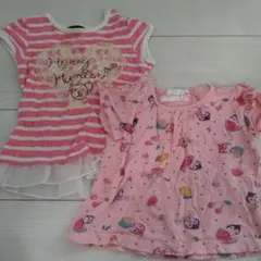 女の子 80サイズ　Tシャツ2枚セット！アンパンマン、くまさんピンクレース付き