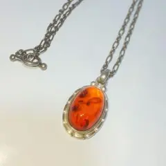2001 ジョージジェンセン シルバー イヤーペンダント 琥珀