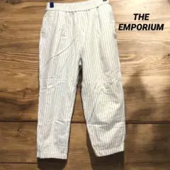 【美品】THE EMPORIUMストライプパンツMサイズ裏地付きシンプル上品