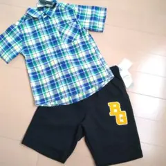 【新品】しまむら男の子　シャツ＆ハーフパンツセット　120cm