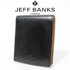 新品 JEFF BANKS ジェフバンクス ダグラス レザー二つ折り財布 黒
