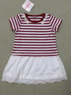 女の子　ストライプチュニック 95サイズ　半袖　新品未使用　Tシャツ