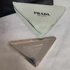 【ピンク】PRADA ノベルティ　ミラー　限定　非売品　三角　手鏡　コンパクト ピンク】PRADA ノベルティ ミラー 限定 非売品 三角 手鏡