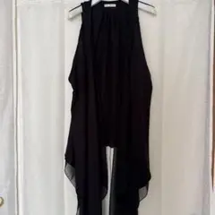 シースルーシフォンジレ　ブラック黒ベストM