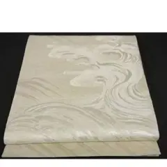 夏物 六通柄袋帯 立波文 銀糸 逸品 袋帯 白 夏帯