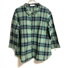 ✨良品✨ セルフ＋サービス 【M】 シャツ チェック 大人カジュアル 万能 緑