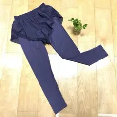 《未使用》レディース　フィットネス・ヨガ・ジム〜パンツ付きスパッツ〜L・パープル