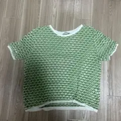 ZARA グリーン メッシュ編み 半袖トップス