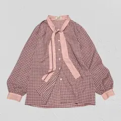 Lyucal♡ボウタイシャツブラウス　長袖　総柄　ピンク　11