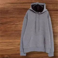 【美品】 大きいサイズ L L グレー シンプル パーカー フード 定番