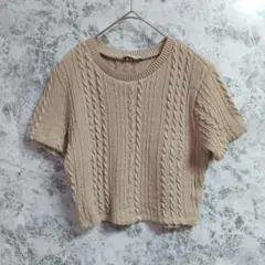 ZARA　ザラ　カットソー【M】ベージュ　半袖　丈短い　伸縮性あり