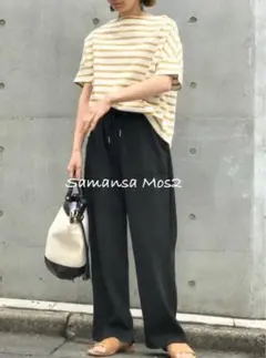 新品未使用Samansa Mos2 サマンサモスモス　半袖ストライプTシャツ　Ｌ