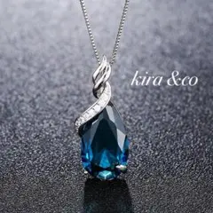 新作 ネックレス ブルートパーズ 水晶 CZダイヤモンド 大粒 綺麗 上品 豪華
