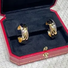 美品 大きめ Cartier トリニティ ピアス 廃盤サイズ 付属有