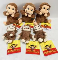 おさるのジョージ　ぴょこぴょこぬいぐるみ＆赤いほっぺマスコット　くたっと　計6点