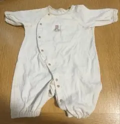 50~70cm クリーム色ロンパース 半袖 ボタン留め