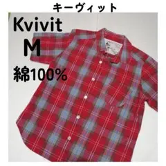 キーヴィット☆半袖 チェック柄 シャツ レッド M トップス Kvivit
