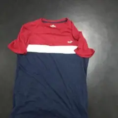 hollister 赤 ネイビー ストライプ Tシャツ 試着程度