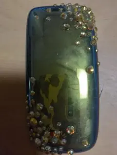 プルームX　フロントパネル　ビジュー付き青色電子タバコケース