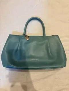 【美品】marie claire ターコイズ レザーハンドバッグ