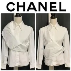 CHANEL ホワイトコットン デザイン シャツ